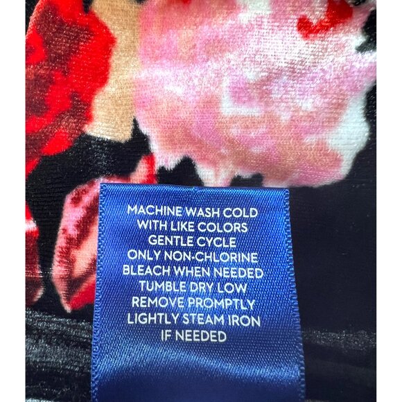 Apt 9 Floral Velvet Sleeveless Mini Dress Large Black/Red/Pink Adj Straps Stretc - Picture 4 of 4